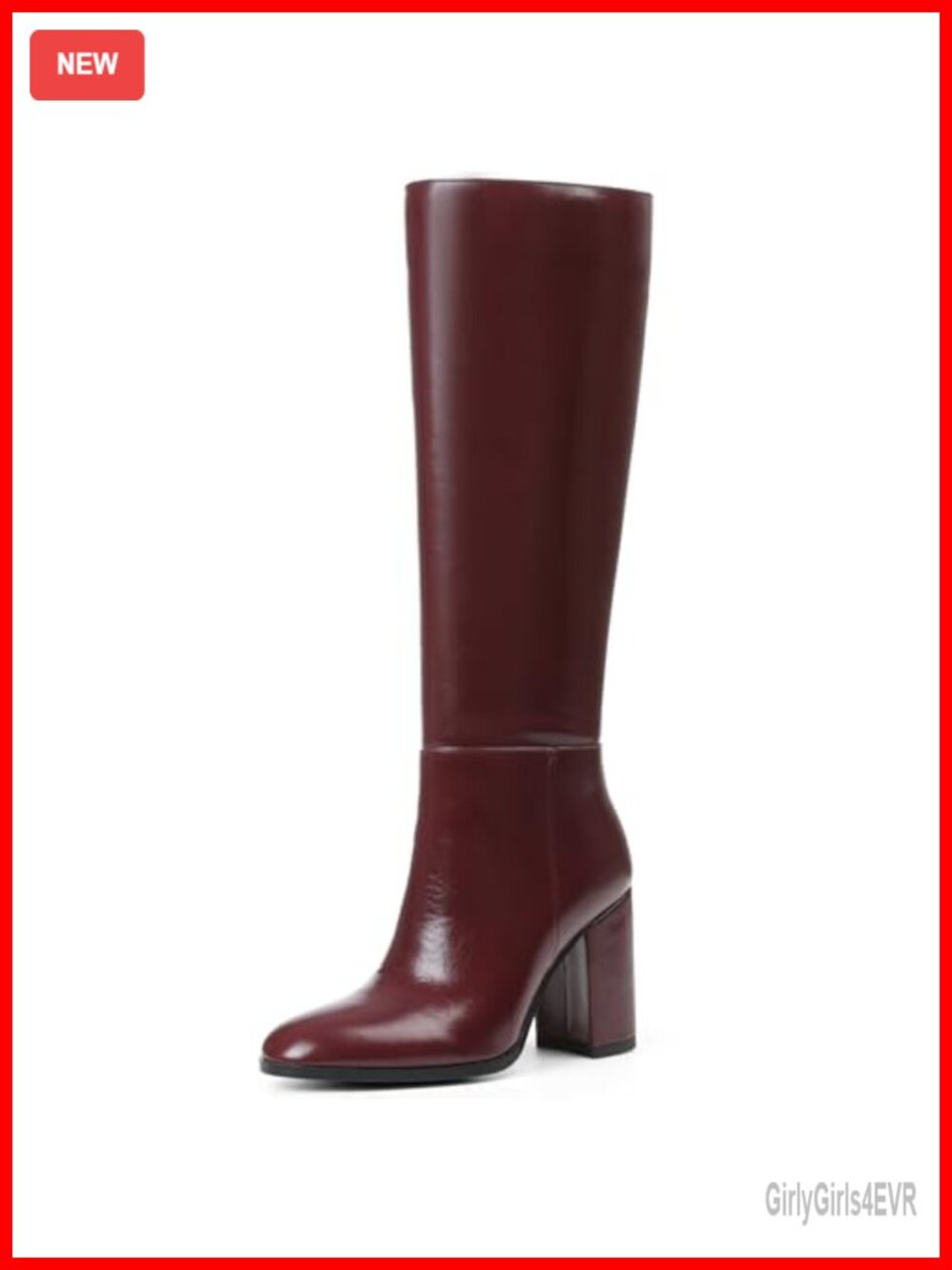 Women's Wide Calf Knee High Boots Chunky Heel Tall PU Leather Side Zip